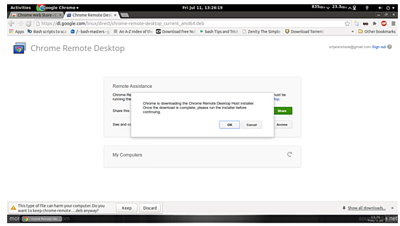 installing chrome remote desktop