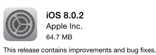 Apple Has Released The iOS 8.0.2 To Address Bugs in iOS 8.0.1 and iOS 8
