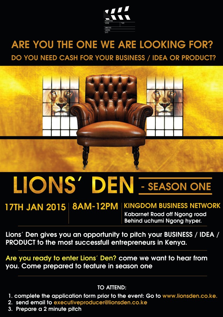 Lions’ Den Season 1 Now Accepting Applications; Giving Startups Entrepreneurs Chance To Get Venture Capital