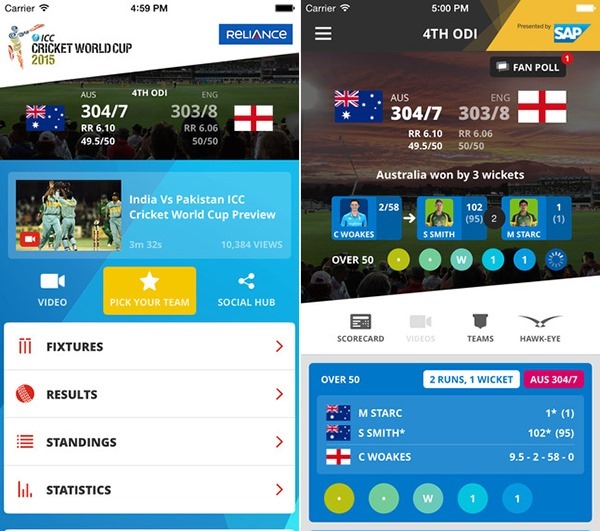 Download Official ICC Cricket World Cup 2015 App for Android and iOS for Free 2