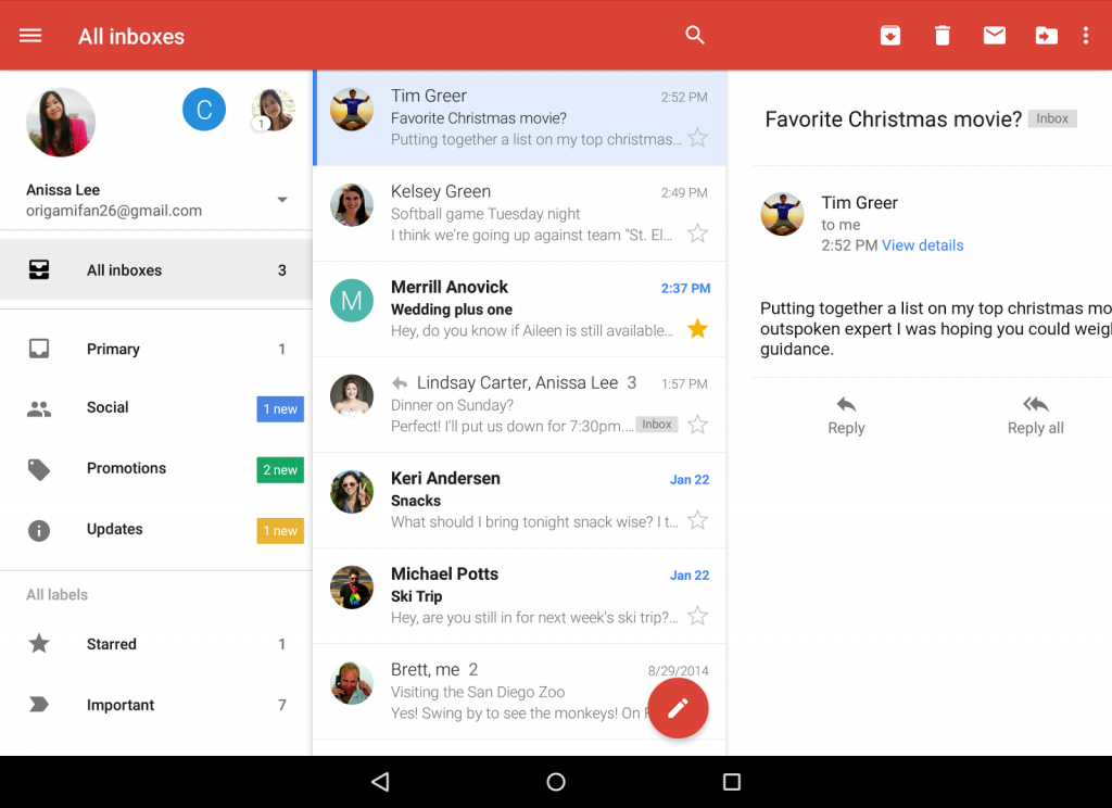Google’s Gmail Android App Now Shows All Email Accounts’ Emails In One Place