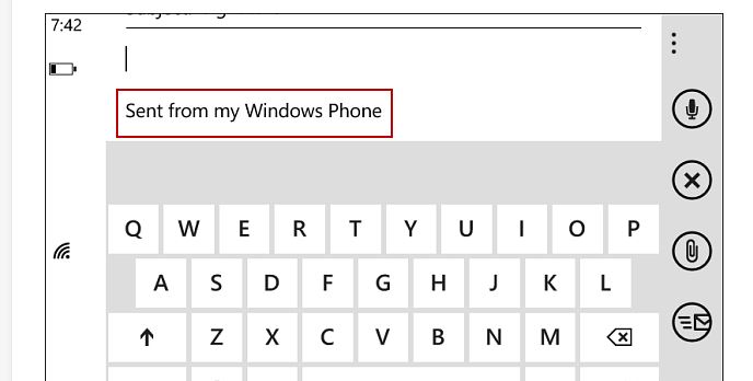 change email signature windows phone 1