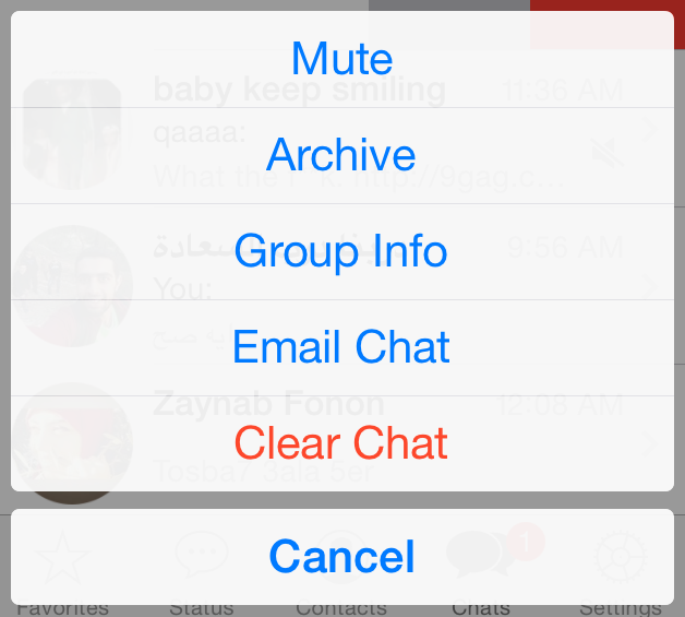 mute whatsapp chat