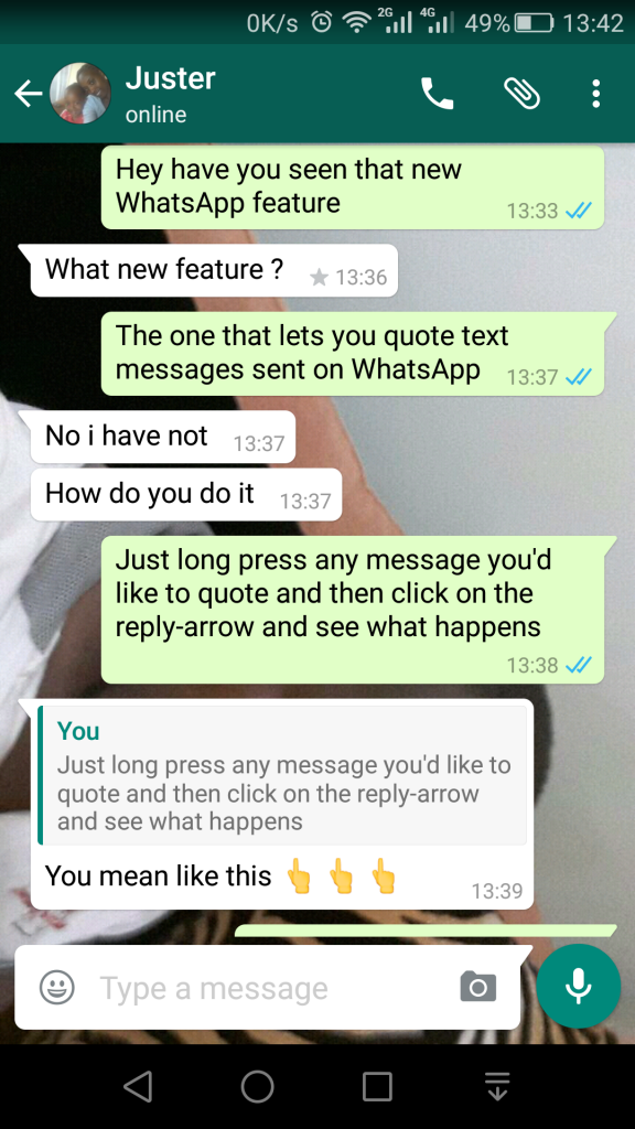 Introducing WhatsApp Quotes – Now You Can Quote Messages You’re Responding To