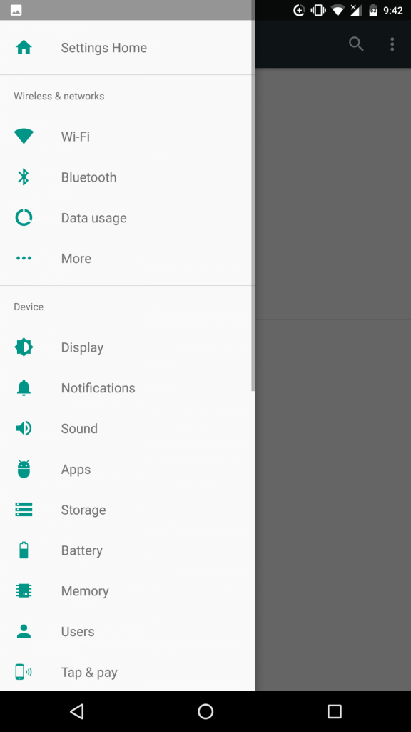 android feature menu