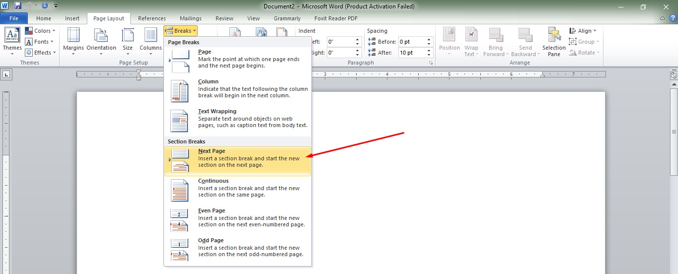 how to have landscape orientation in word