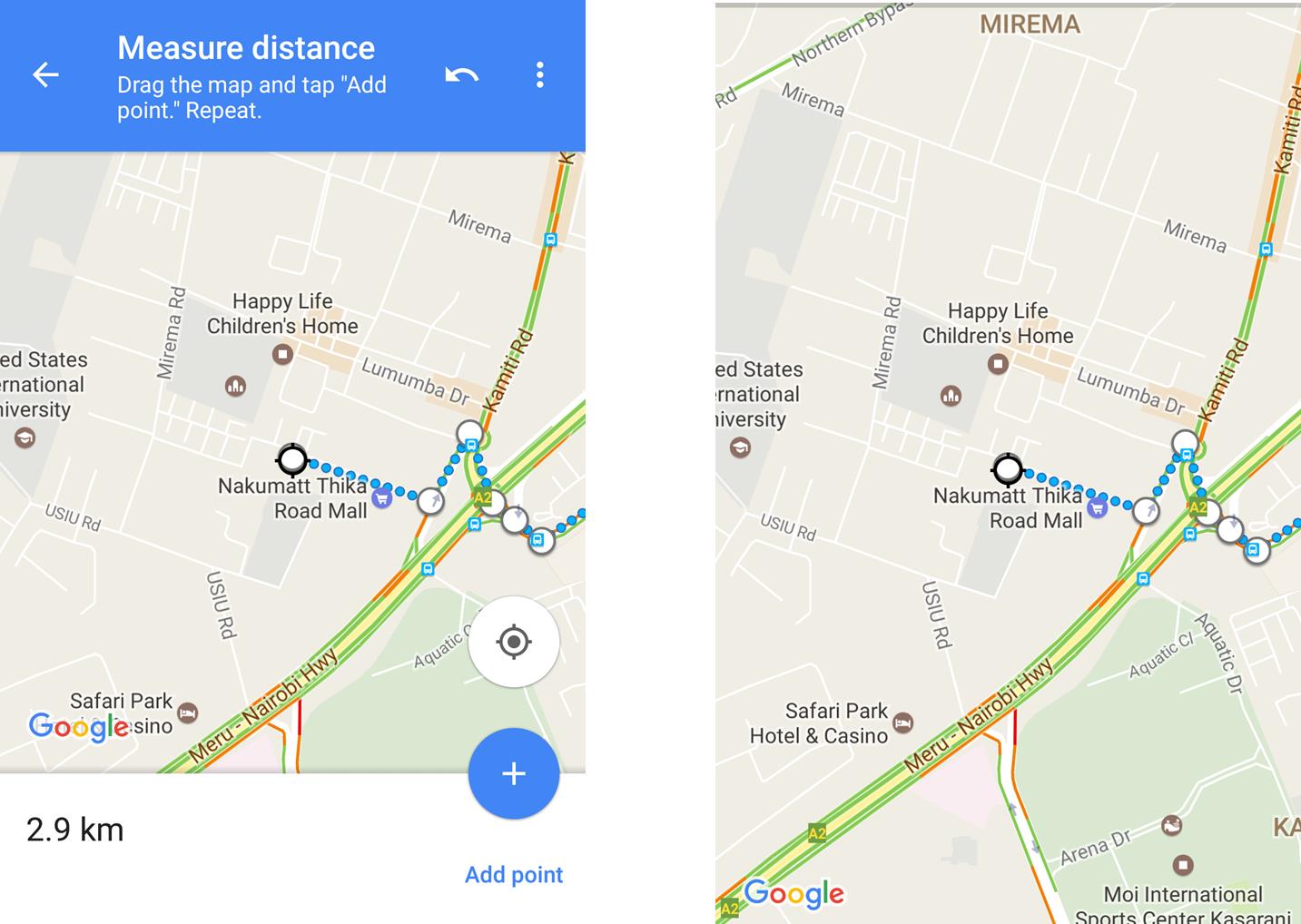 qmapshack measure distance betweej two points