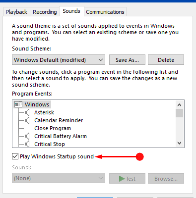 how to change startup sound windows 10