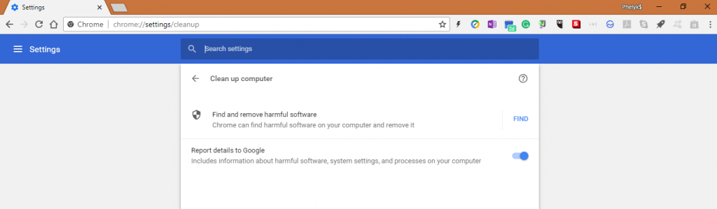 Chrome has a built-in anti-malware tool