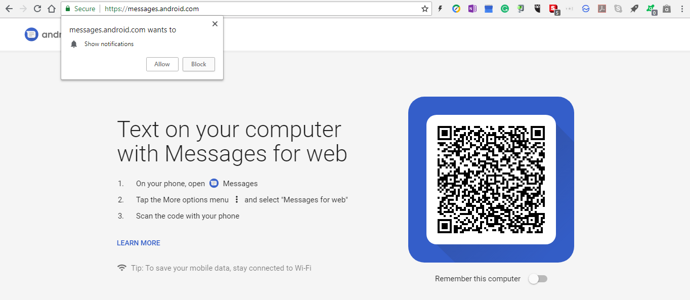android messages for web