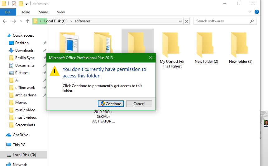 You don’t currently have permission to access this folder