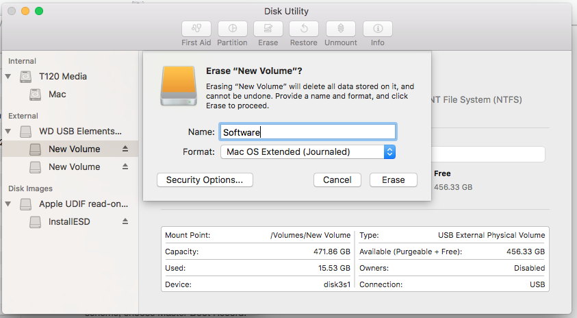 format hard drive for mac osx