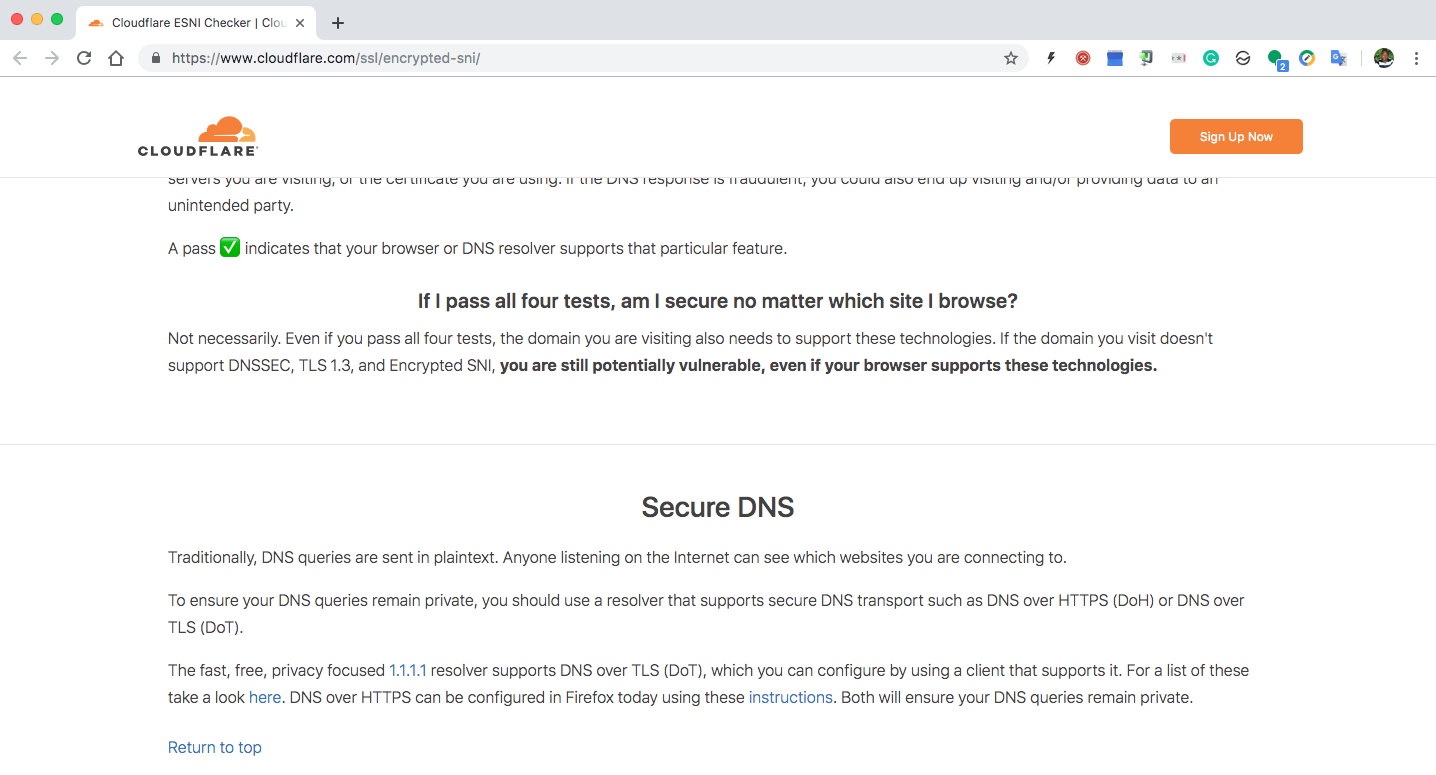Secure DNS, DNSSEC, TLS 1.3, and Encrypted SNI