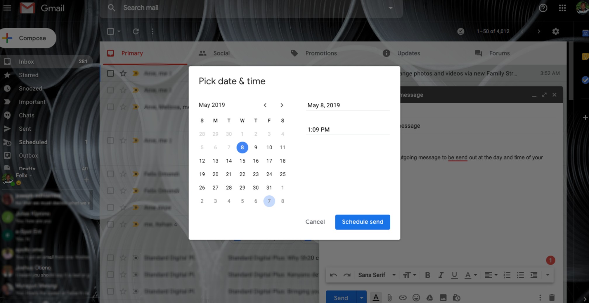 how to schedule sending email on gmail