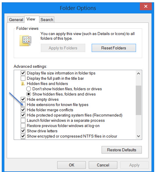 Show File Extension in Windows 7 and Windows 8 2