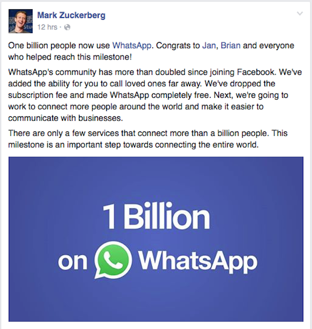 10% Of Earth’s Population Are On WhatsApp; Over 1 Billion Users