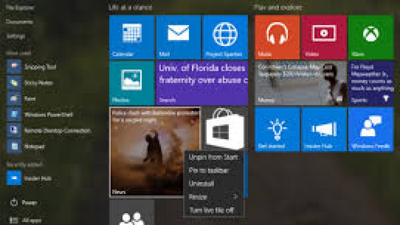what are live tiles in windows 10