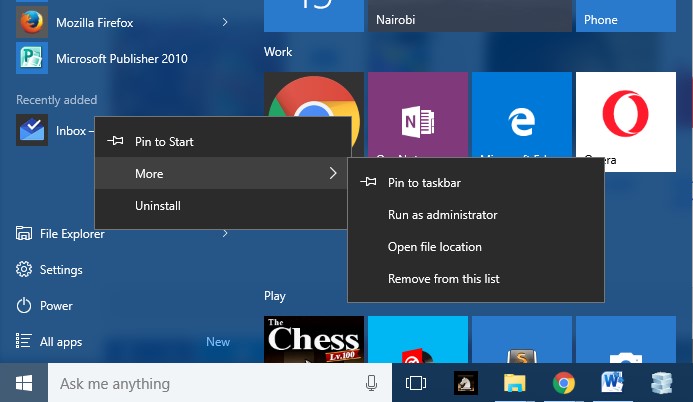 Add Website Shortcut On Desktop, Start Menu Using Chrome Browser In Windows 10
