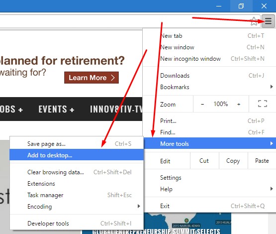 Add Website Shortcut On Desktop Start Menu Using Chrome Browser In 