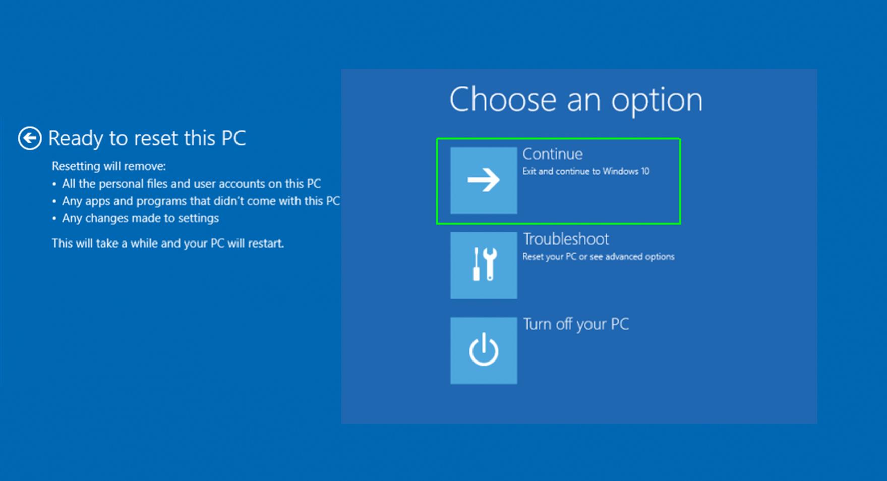 windows 10 resetting this pc stuck at 94