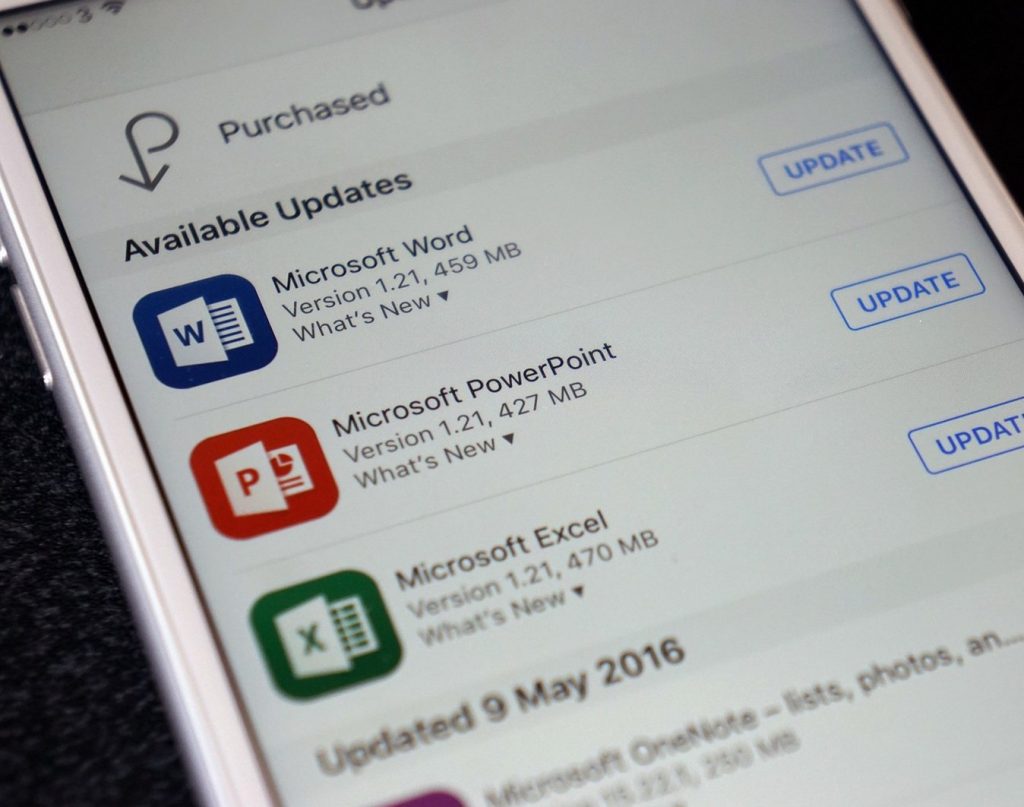 microsoft Office suite for iOS